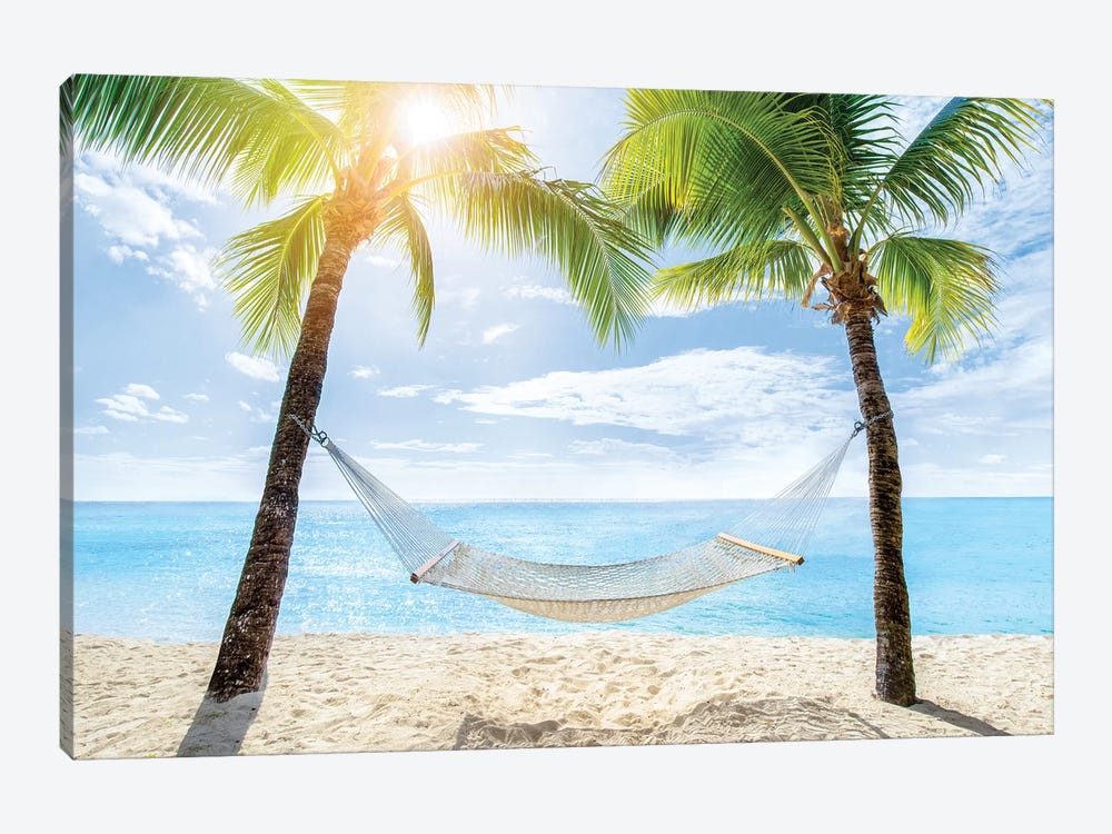 Relaxing In A Hammock At The Beach by Jan Becke 1-piece Canvas Wall Art