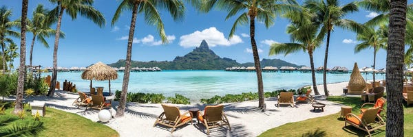 Oceania: Panoramic View Of Mount Otemanu And The Blue Lagoon, Bora Bora, French Polynesia by Jan Becke
