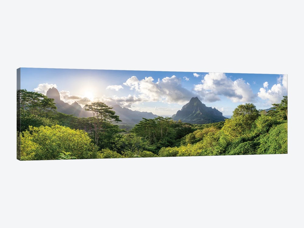Belvedere Lookout With View Of Mount Rotui, Moorea, French Polynesia 1-piece Canvas Wall Art