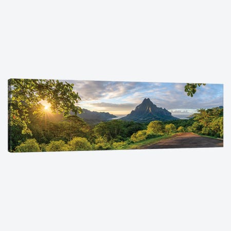Belvedere Lookout With Mount Rotui At Sunset, Moorea, French Polynesia Canvas Print #JNB1676} by Jan Becke Canvas Art