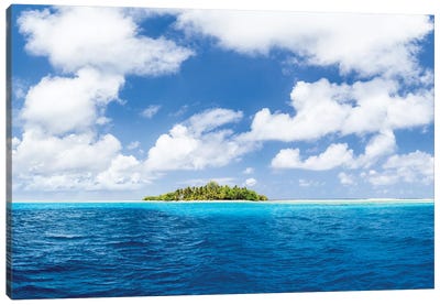 Small Uninhabited Island In The South Seas, Fakarava, Tuamotus, French Polynesia Canvas Art Print