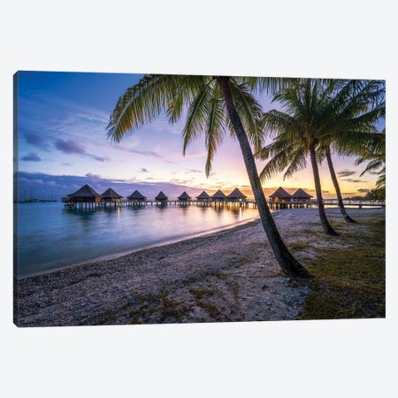 Sunset At A Luxury Beach Resort, French Polynesia Canvas Print #JNB1679} by Jan Becke Canvas Art Print