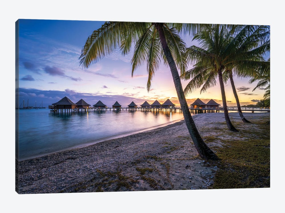 Sunset At A Luxury Beach Resort, French Polynesia by Jan Becke 1-piece Canvas Art