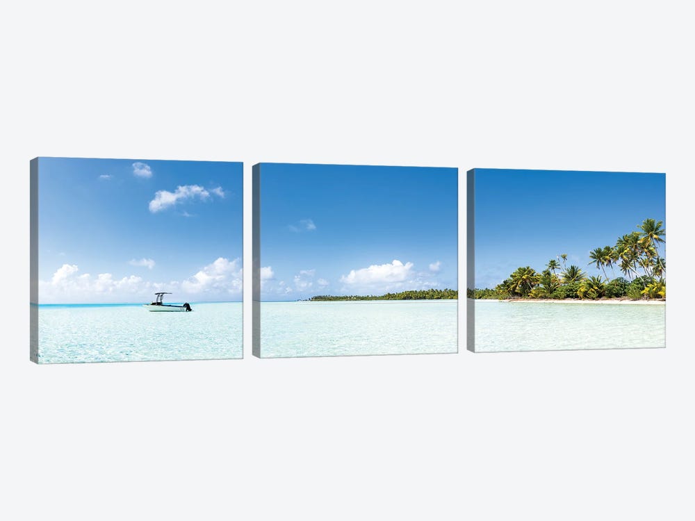 Panoramic View Of The Lagoon In Fakarava, French Polynesia by Jan Becke 3-piece Canvas Wall Art