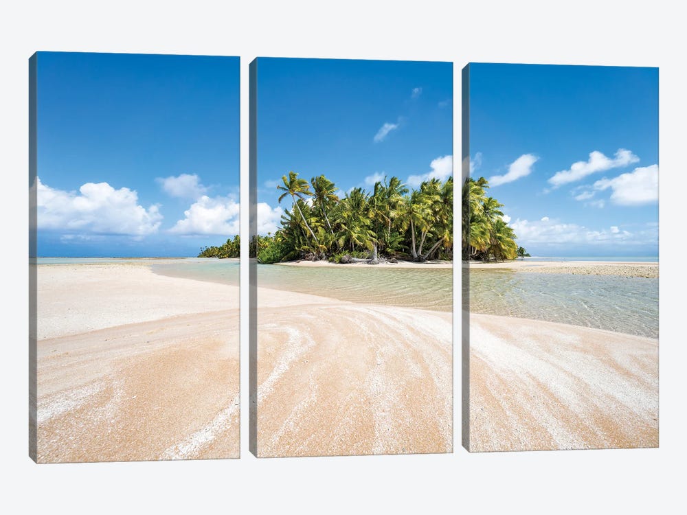 Pink Sands Beach Near The South Pass In Fakarava, French Polynesia by Jan Becke 3-piece Canvas Print