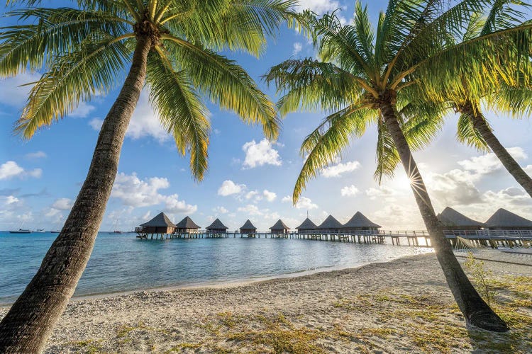 Overwater Bungalows At A Luxury Beach Resort, French Polynesia