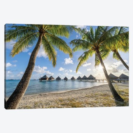 Overwater Bungalows At A Luxury Beach Resort, French Polynesia Canvas Print #JNB1682} by Jan Becke Canvas Wall Art