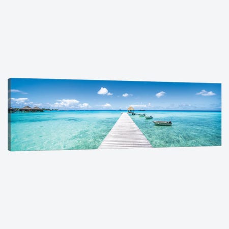 Wooden Pier On The Lagoon In French Polynesia Canvas Print #JNB1685} by Jan Becke Canvas Print