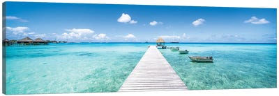 Wooden Pier On The Lagoon In French Polynesia Canvas Art Print - Jan Becke
