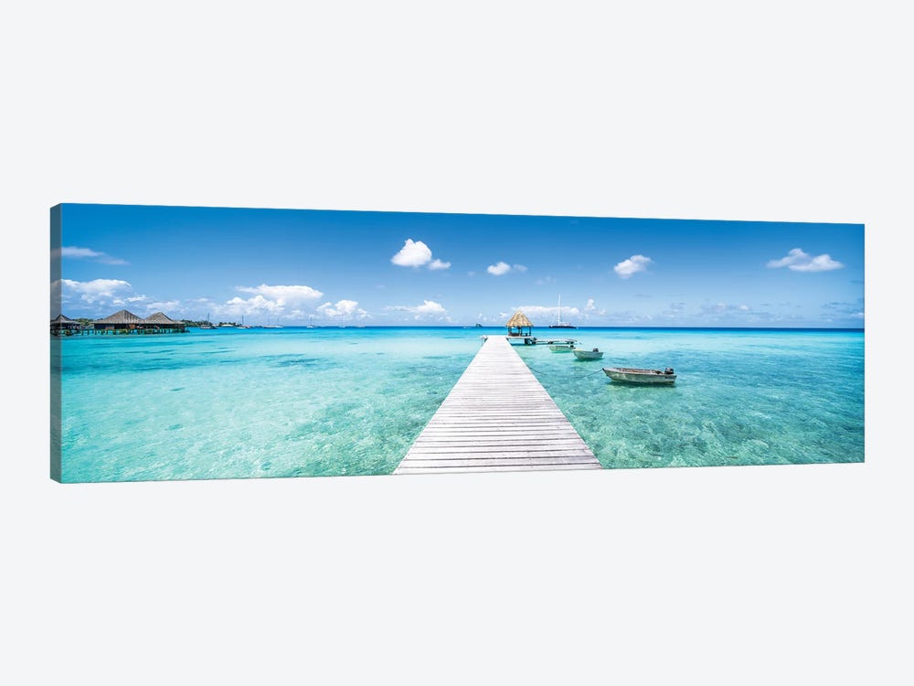 Wooden Pier On The Lagoon In French Polynesia by Jan Becke 1-piece Art Print