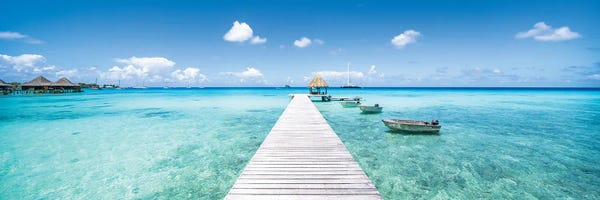 French Polynesia: Wooden Pier On The Lagoon In French Polynesia by Jan Becke