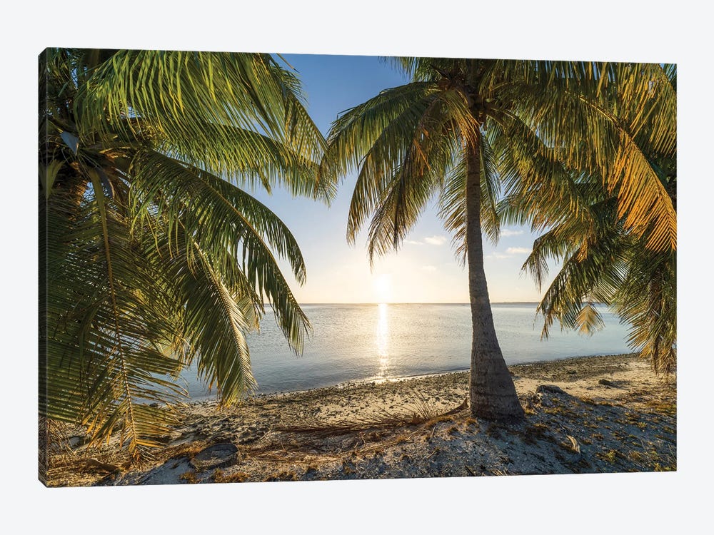 Sunset On The Palm Beach, South Seas, French Polynesia by Jan Becke 1-piece Canvas Art