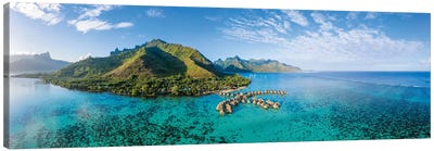 Aerial View Of Moorea Island, French Polynesia Canvas Art Print - Aerial Photography