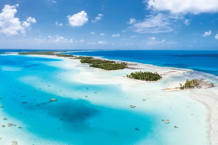 Aerial View Of The Blue Lagoon On Rangiroa, French Polynesia