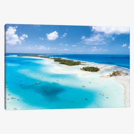 Aerial View Of The Blue Lagoon On Rangiroa, French Polynesia Canvas Print #JNB1695} by Jan Becke Canvas Art