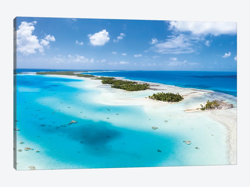 Aerial View Of The Blue Lagoon On Rangiroa, French Polynesia by Jan Becke 1-piece Canvas Artwork