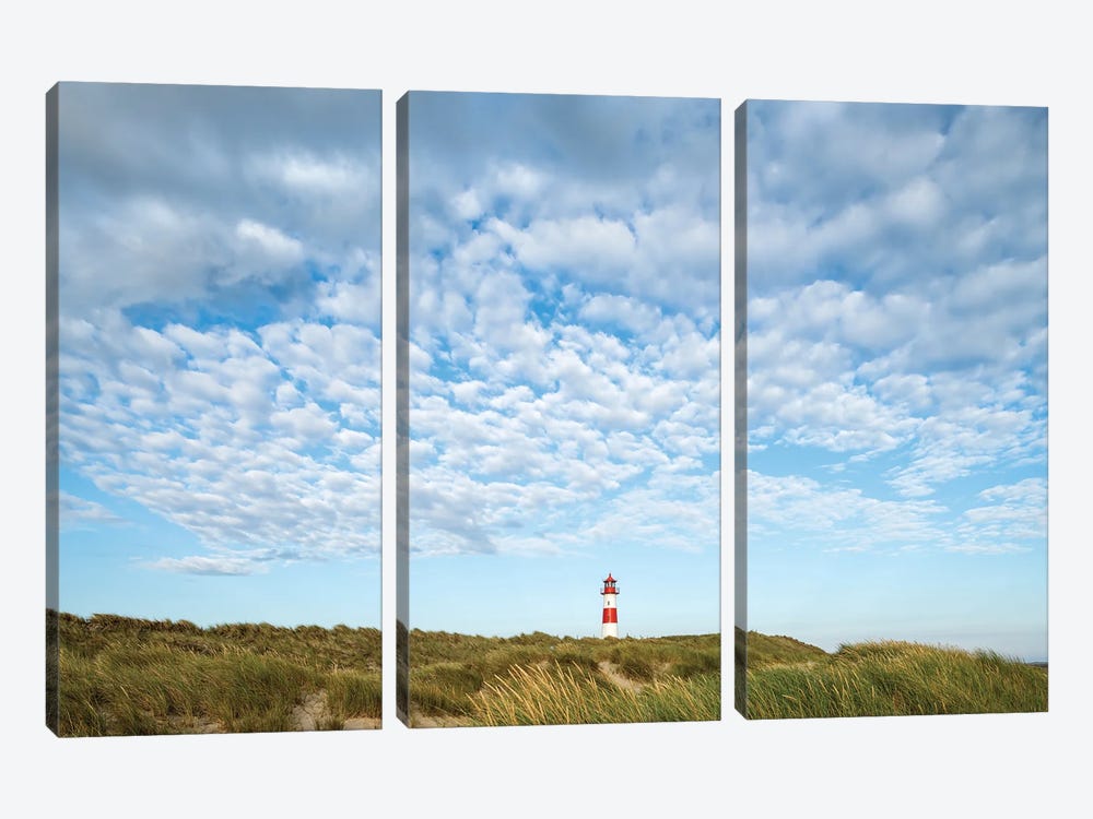 Lighthouse At The North Sea Coast Near List, Island Of Sylt, Germany by Jan Becke 3-piece Canvas Artwork
