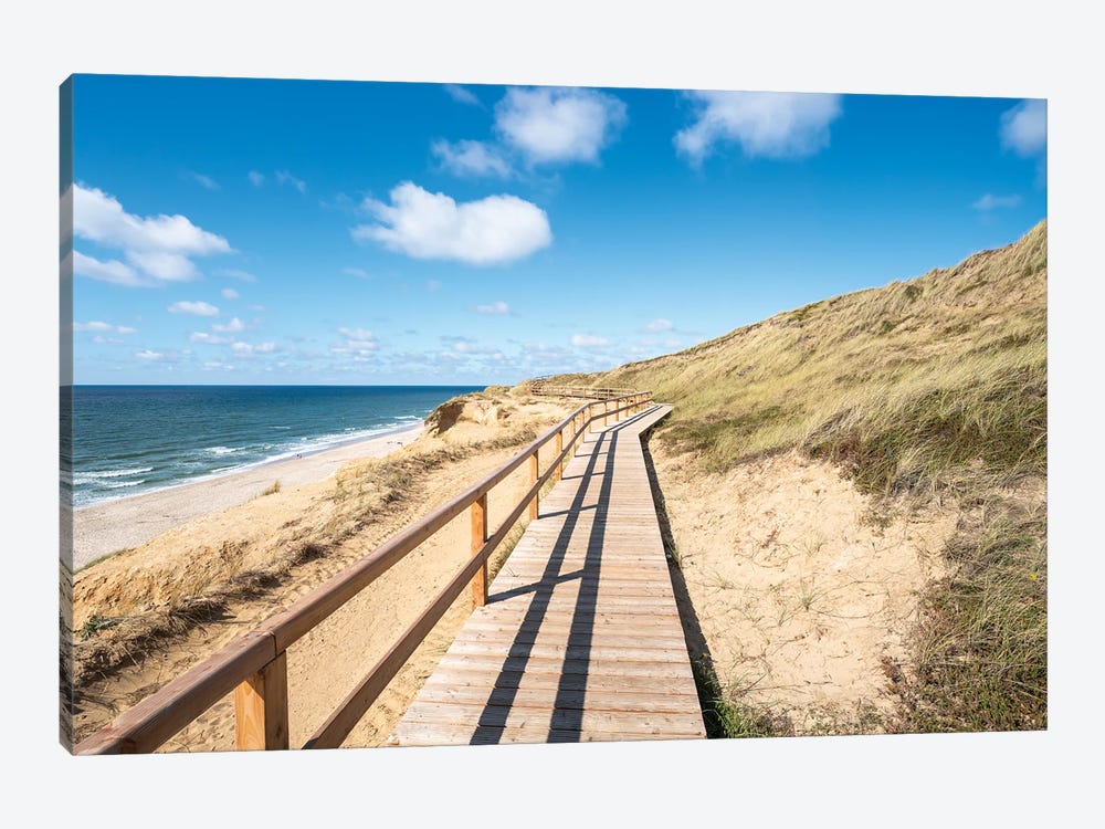 Wooden Boardwalk Along The "Rotes Kliff" (Red Cliff), Sylt, Schleswig-Holstein, Germany by Jan Becke 1-piece Canvas Print