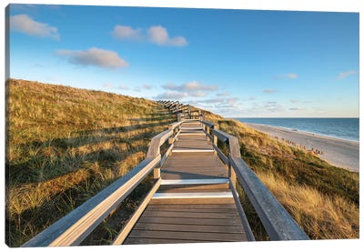 Wooden Boardwalk Along The Rotes Kliff (Red Cliff), Sylt, Schleswig-Holstein, Germany Canvas Art Print - Sylt Art