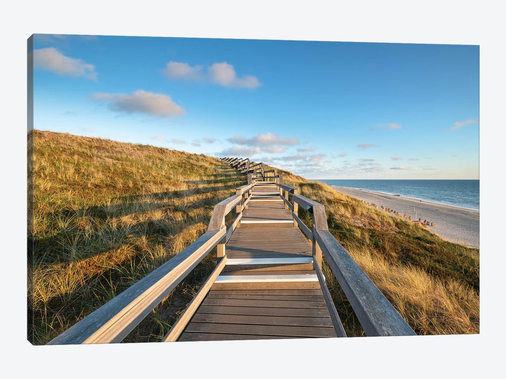 Wooden Boardwalk Along The Rotes Kliff (Red Cliff), Sylt, Schleswig-Holstein, Germany by Jan Becke 1-piece Canvas Wall Art