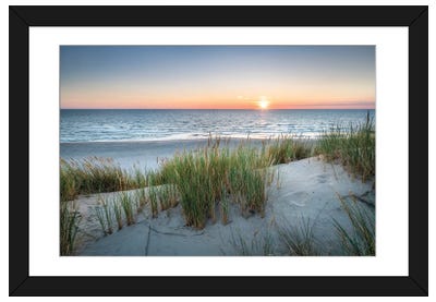 Sunset On The Dune Beach Paper Art Print - Beach Art