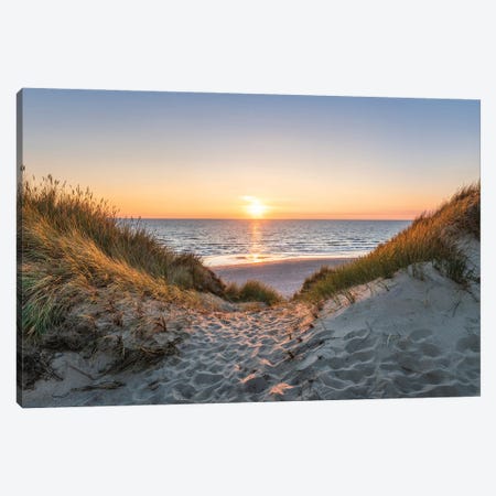 Dune Beach Sunset Canvas Print #JNB1719} by Jan Becke Canvas Art