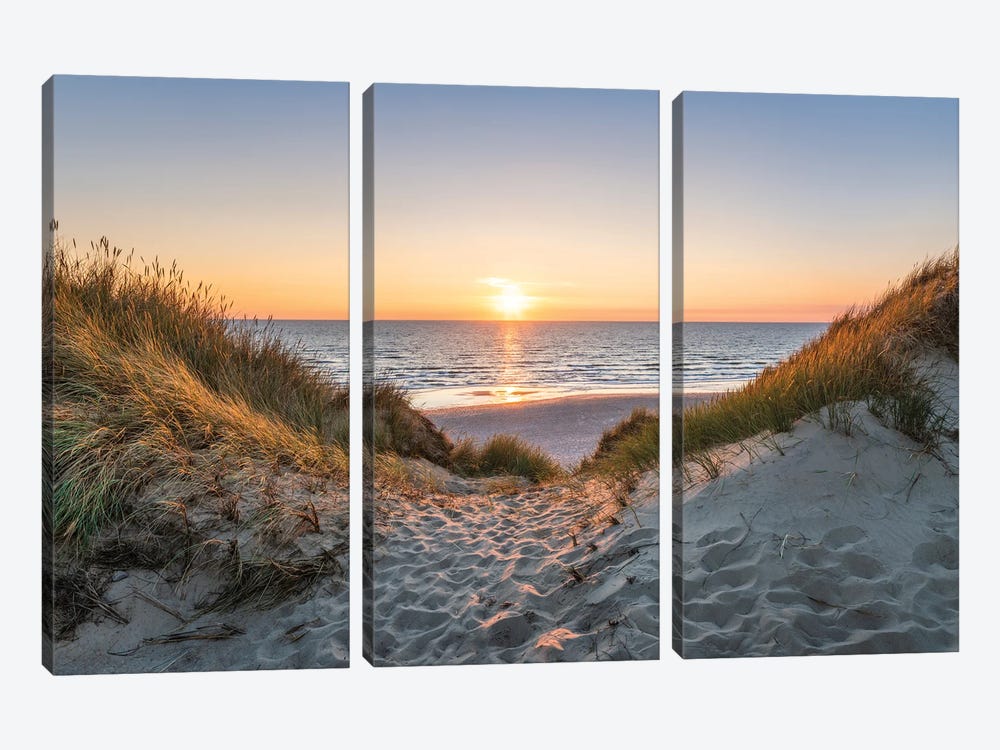 Dune Beach Sunset by Jan Becke 3-piece Canvas Print