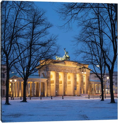 Brandenburg Gate (Brandenburger Tor) In Winter, Berlin, Germany Canvas Art Print - Berlin Art