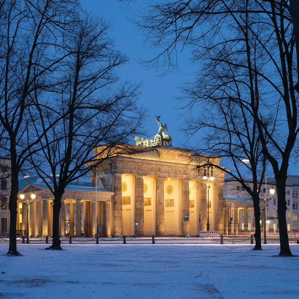 Gates: Brandenburg Gate (Brandenburger Tor) In Winter, Berlin, Germany by Jan Becke