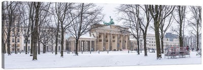 Brandenburg Gate (Brandenburger Tor) Panorama In Winter, Berlin, Germany Canvas Art Print - Berlin Art
