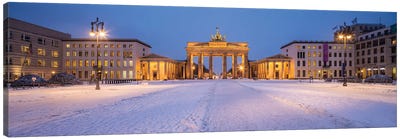 Brandenburg Gate (Brandenburger Tor) Panorama In Winter Canvas Art Print - Berlin Art