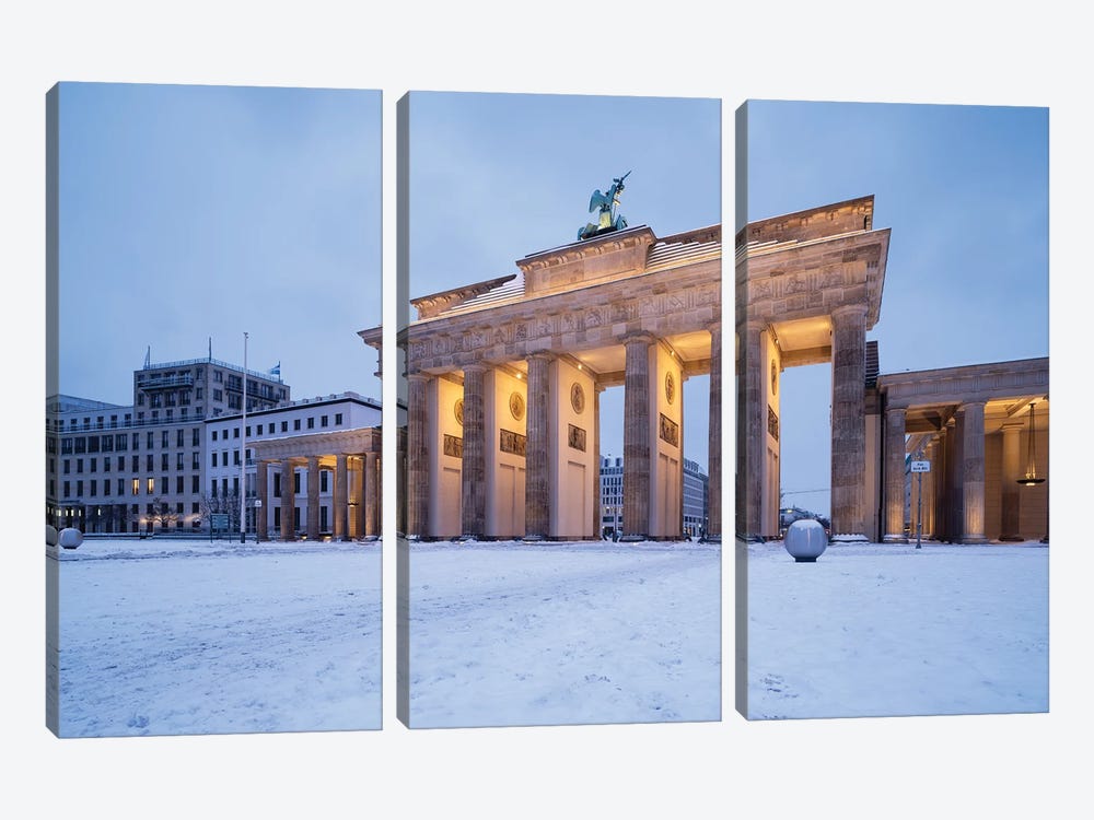 Brandenburg Gate (Brandenburger Tor) In Winter by Jan Becke 3-piece Canvas Art