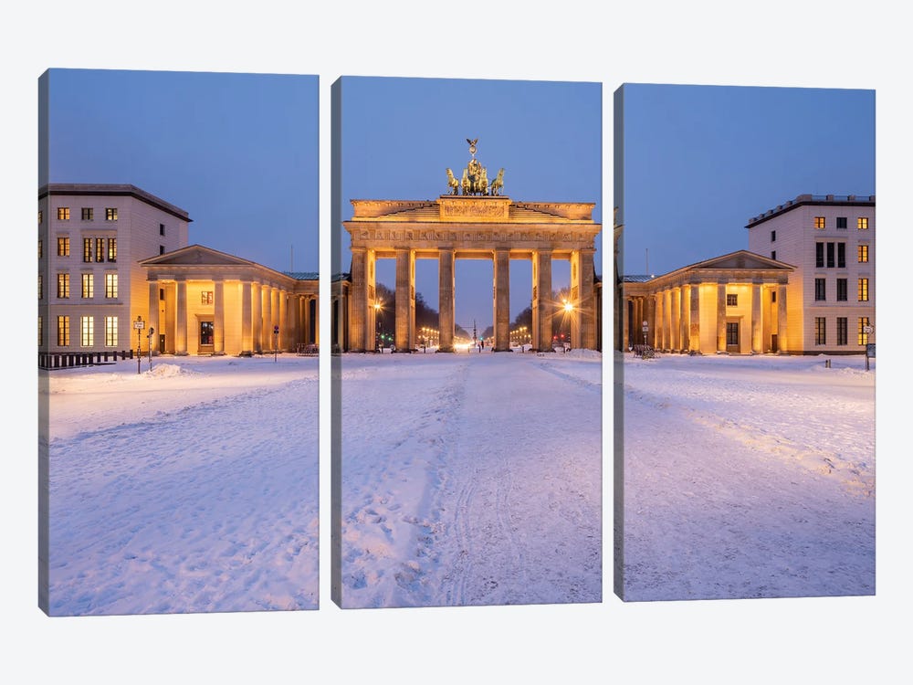 Brandenburg Gate (Brandenburger Tor) At The Pariser Platz In Winter, Berlin, Germany by Jan Becke 3-piece Canvas Art Print
