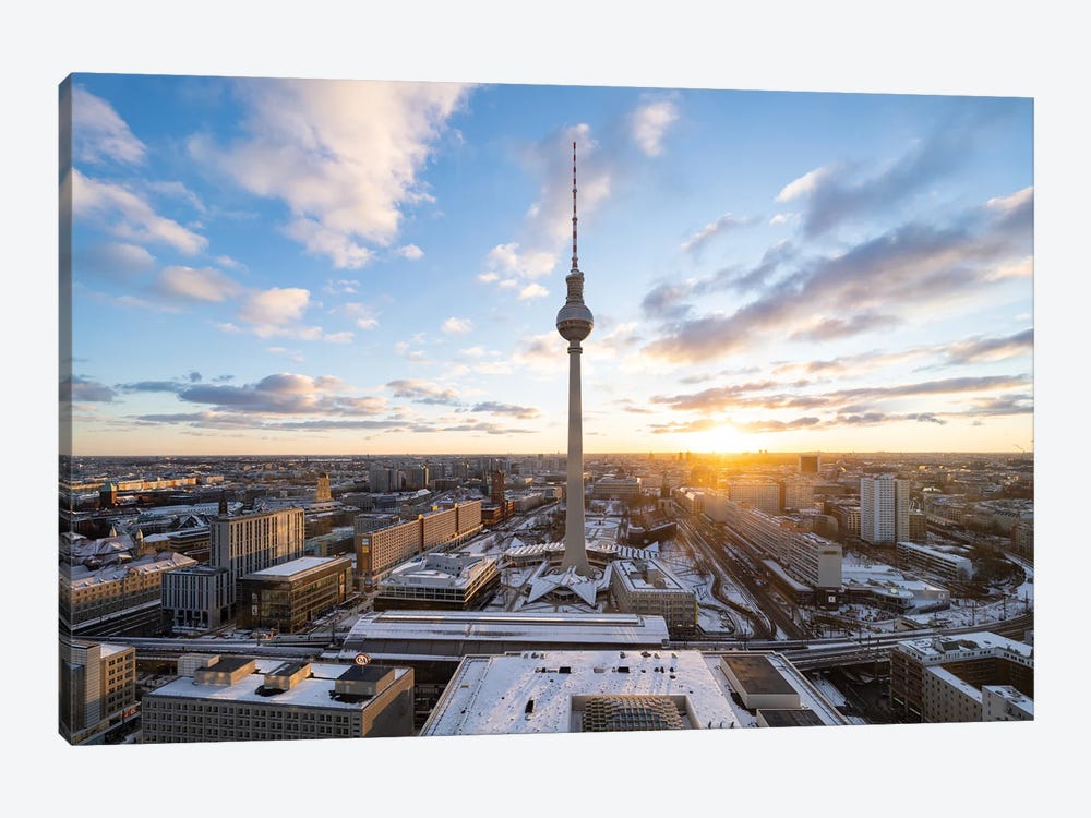 Fernsehturm Berlin (Berlin Television Tower) At Sunset by Jan Becke 1-piece Canvas Wall Art