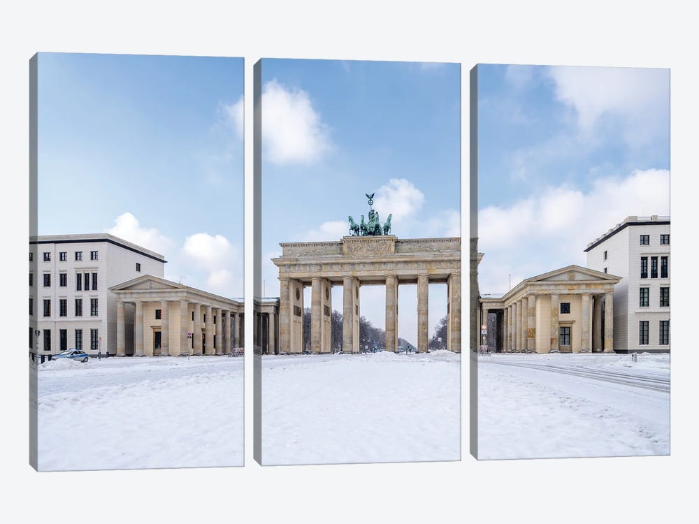 Brandenburg Gate (Brandenburger Tor) In Winter At The Pariser Platz, Berlin, Germany by Jan Becke 3-piece Art Print
