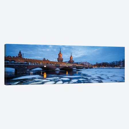 Oberbaumbrücke (Oberbaum Bridge) Panorama And Frozen Spree River In Winter Canvas Print #JNB1741} by Jan Becke Art Print