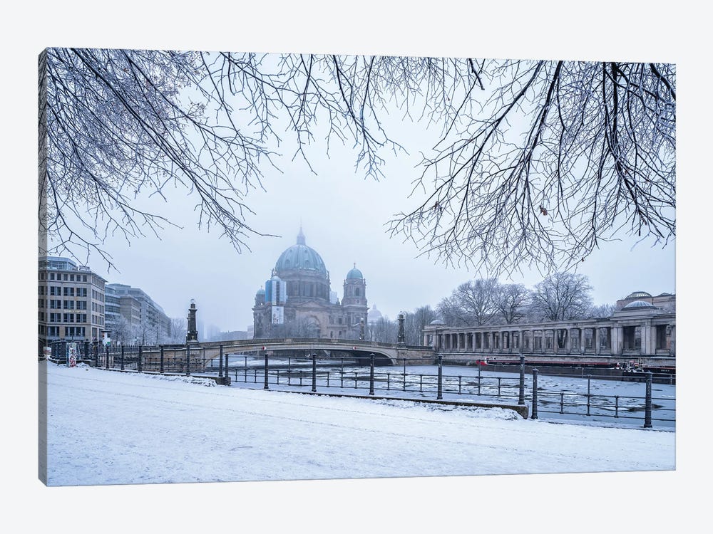 James-Simon-Park And Berliner Dom (Berlin Cathedral) In Winter by Jan Becke 1-piece Canvas Print