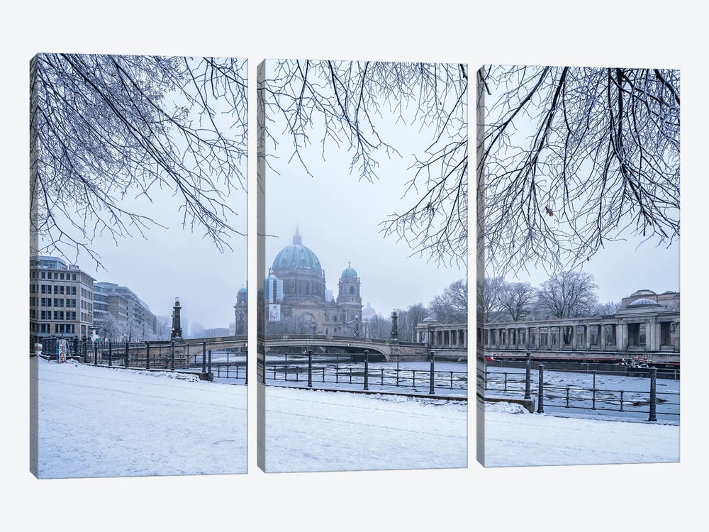 James-Simon-Park And Berliner Dom (Berlin Cathedral) In Winter by Jan Becke 3-piece Art Print