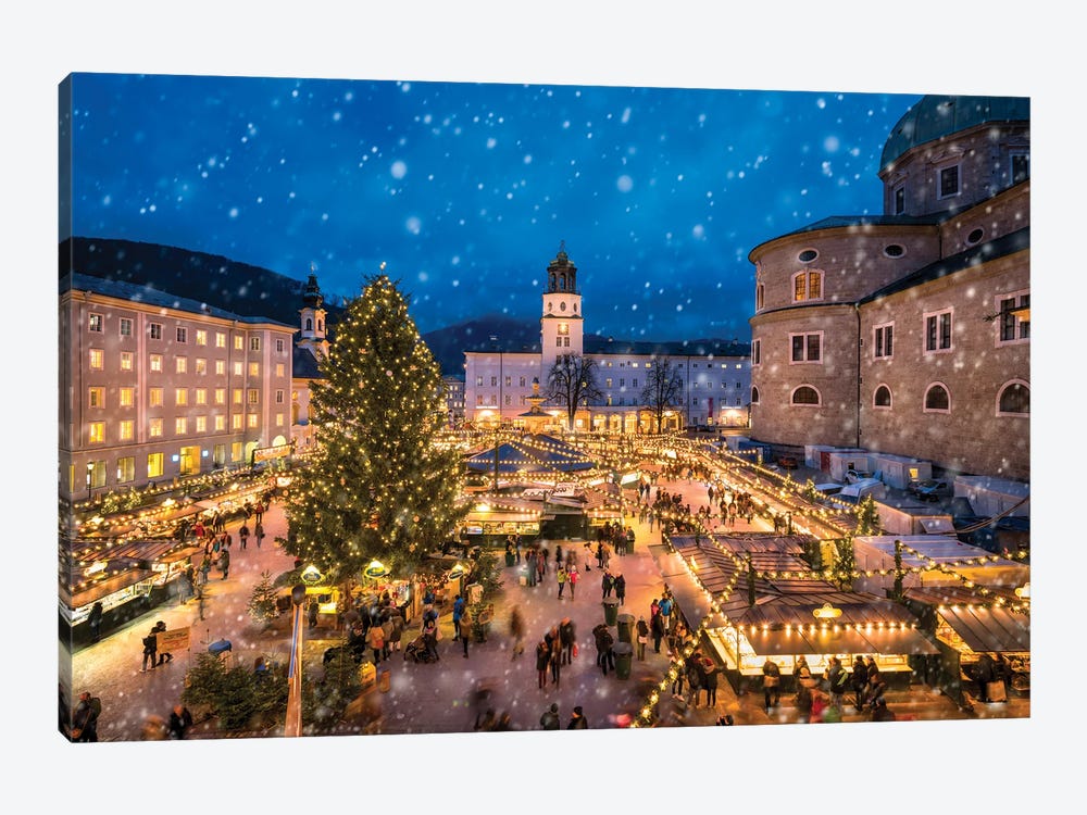 Christmas Market In Salzburg, Austria by Jan Becke 1-piece Canvas Wall Art