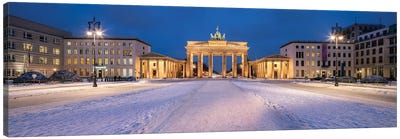 Brandenburg Gate Panorama In Winter, Berlin, Germany Canvas Art Print - Berlin Art