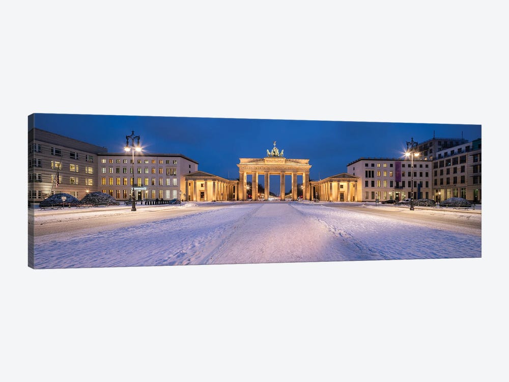 Brandenburg Gate Panorama In Winter, Berlin, Germany by Jan Becke 1-piece Canvas Print