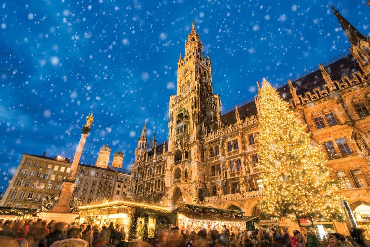 St. Peter's Church At The Marienplatz Square In Munich During Christmas Season, Bavaria, Germany