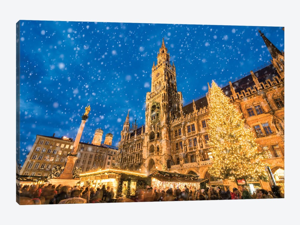 St. Peter's Church At The Marienplatz Square In Munich During Christmas Season, Bavaria, Germany by Jan Becke 1-piece Canvas Wall Art