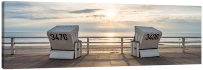 Sunset At The Weststrand Beach Near Westerland, Sylt, Schleswig-Holstein, Germany Canvas Art Print - Germany Art
