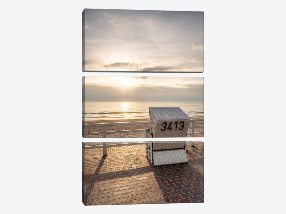 Sunset At The Westerland Weststrand Beach, Sylt, Schleswig-Holstein, Germany by Jan Becke 3-piece Canvas Artwork