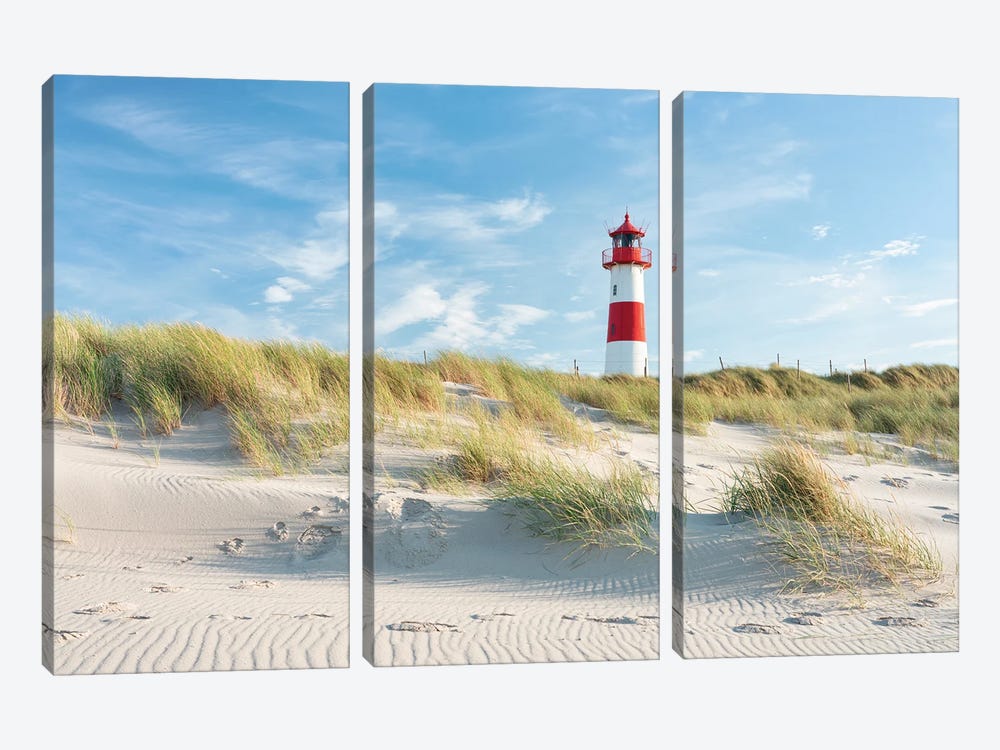 Lighthouse On The Dune Beach, North Sea Coast, Sylt, Schleswig Holstein, Germany by Jan Becke 3-piece Canvas Art