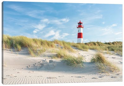 Lighthouse On The Dune Beach, North Sea Coast, Sylt, Schleswig Holstein, Germany Canvas Art Print - Coastal Sand Dune Art