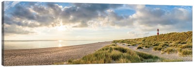 Panoramic View Of Lighthouse List Ost At Sunrise, Sylt, North Sea, Schleswig Holstein, Germany Canvas Art Print - Sylt Art