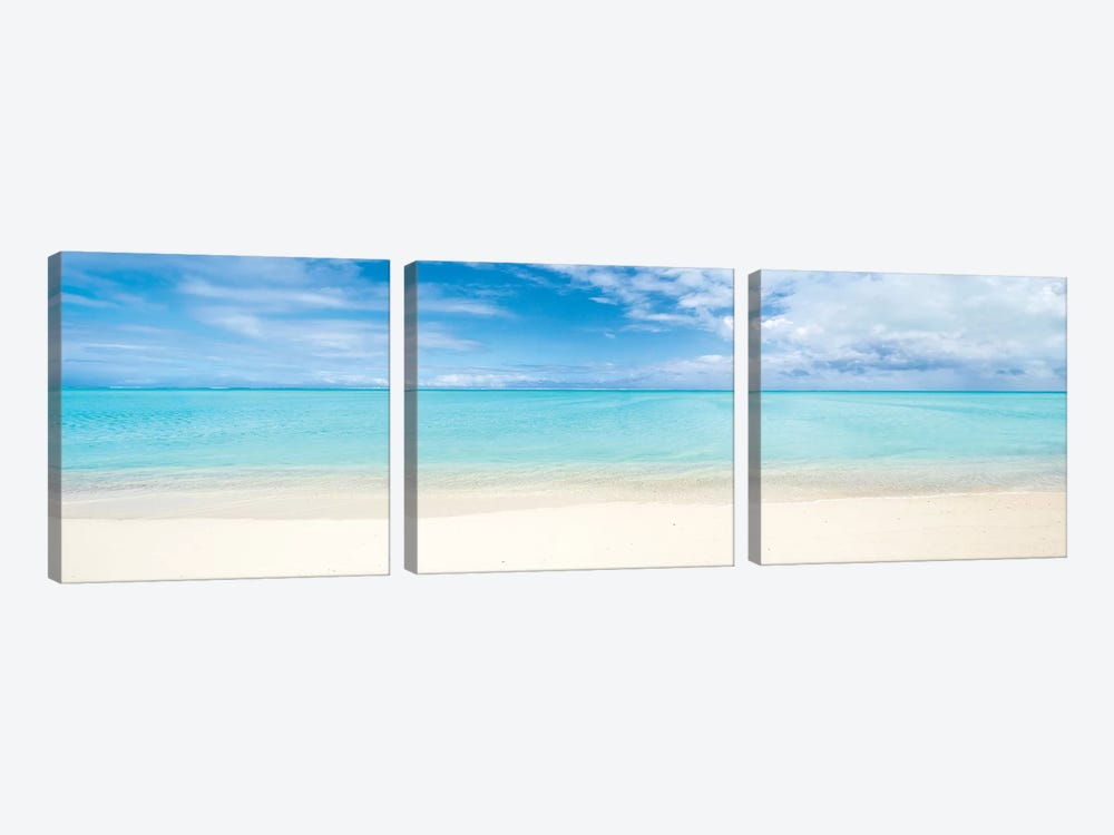 Beach Panorama On Bora Bora, French Polynesia by Jan Becke 3-piece Canvas Wall Art