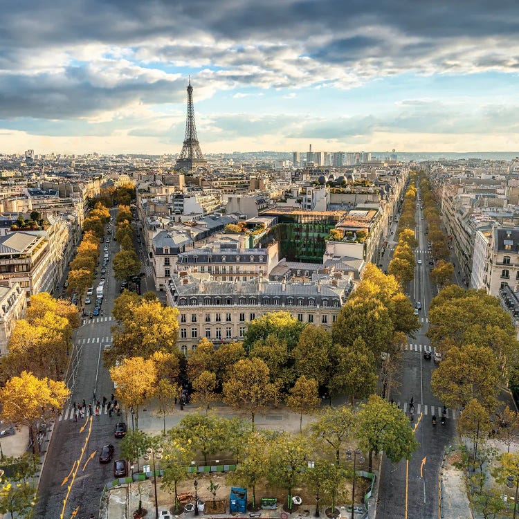 Paris Skyline In Autumn With View Of The Eiffel Tower, Paris, France